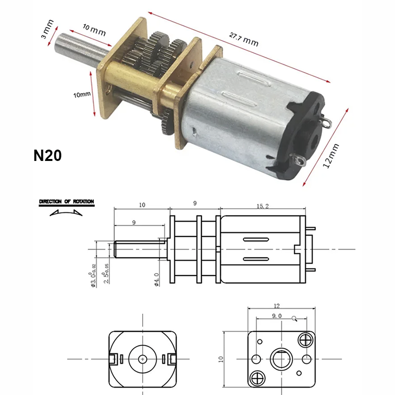 6V 12V 15-6000RPM GA12-N20 DC  - огляд і ціна Diy Boat Electronics
